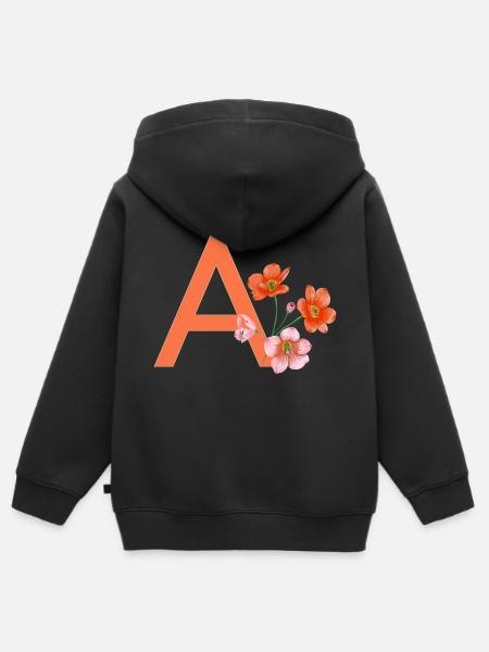 A mit Blumen - Kinder Premium Organic Zip Hoodie - Schwarz