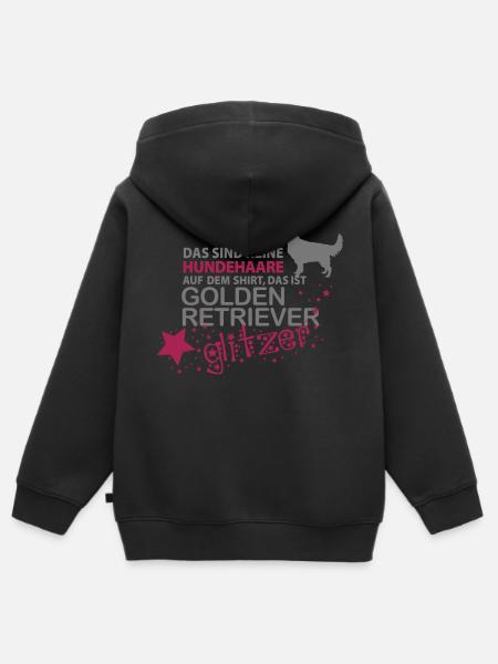 Golden Retriever Glitzer - Kinder Premium Organic Zip Hoodie - Schwarz