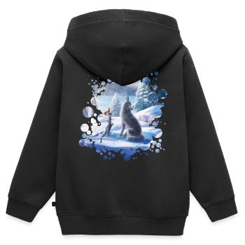 Freunde (Winterzauber) - Kinder Premium Organic Zip Hoodie - Schwarz - Hinten - AI Model Kid Male (0cm)