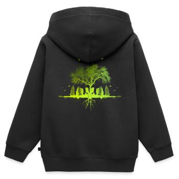 Green Tree - Natur Baum Stadt urban Geschenk - Kinder Premium Organic Zip Hoodie - Schwarz - Hinten - AI Model Kid Male (0cm)