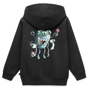 monstre drôle de la mer profonde - Sweat Premium à capuche zippé enfant bio - noir - Dos - AI Model Kid Male (0cm)