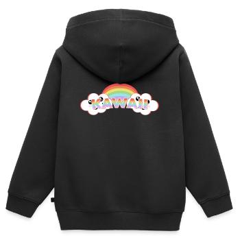 Design Kawaii - Sweat Premium à capuche zippé enfant bio - noir - Dos - AI Model Kid Male (0cm)
