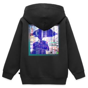 Les illusions d'optique - Sweat Premium à capuche zippé enfant bio - noir - Dos - AI Model Kid Male (0cm)