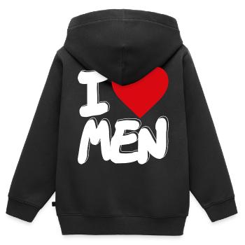 Ich bin schwul Ich liebe Männer - Kinder Premium Organic Zip Hoodie - Schwarz - Hinten - AI Model Kid Male (0cm)