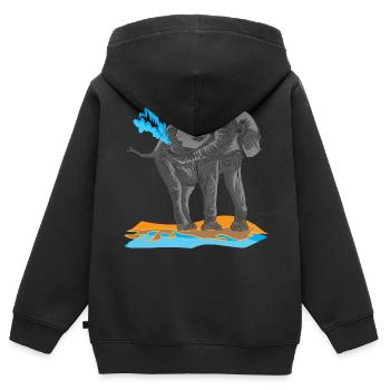 Elephant proboscis pachyderm africa ivory kenya - Kids Premium Organic Zip-up Hoodie - black - Back - AI Model Kid Male (0cm)