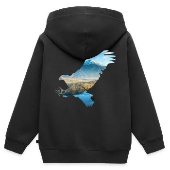 Koenig der Luefte Adler Natur Berge - Kinder Premium Organic Zip Hoodie - Schwarz - Hinten - AI Model Kid Male (0cm)
