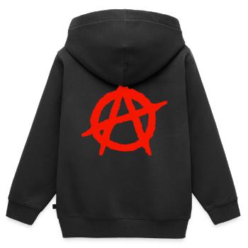 anarchy - Kids Premium Organic Zip-up Hoodie - black - Back - AI Model Kid Male (0cm)