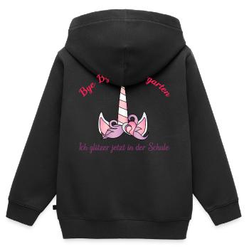 Einschulung - Kinder Premium Organic Zip Hoodie - Schwarz - Hinten - AI Model Kid Male (0cm)