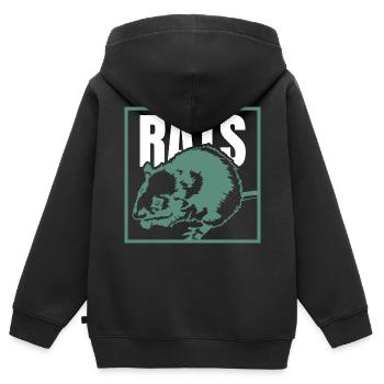 rat - Kids Premium Organic Zip-up Hoodie - black - Back - AI Model Kid Male (0cm)