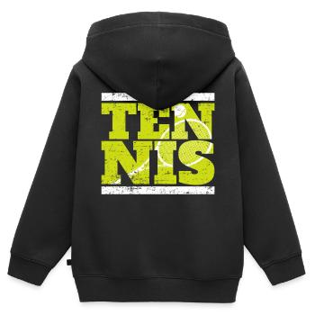 Tennis - Kinder Premium Organic Zip Hoodie - Schwarz - Hinten - AI Model Kid Male (0cm)