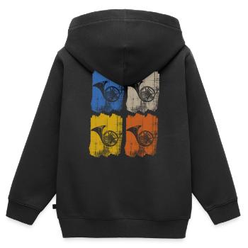 horn - Kinder Premium Organic Zip Hoodie - Schwarz - Hinten - AI Model Kid Male (0cm)