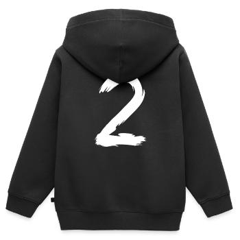 Numéro 2 Brosse - Sweat Premium à capuche zippé enfant bio - noir - Dos - AI Model Kid Male (0cm)