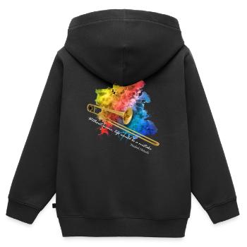 trombone - Sweat Premium à capuche zippé enfant bio - noir - Dos - AI Model Kid Male (0cm)