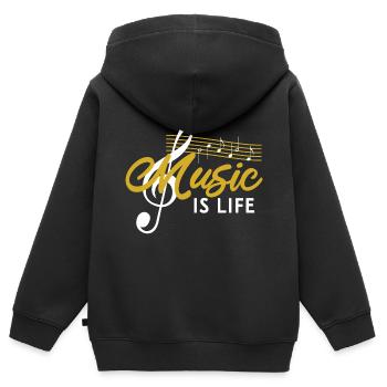 Musique musicale - Sweat Premium à capuche zippé enfant bio - noir - Dos - AI Model Kid Male (0cm)