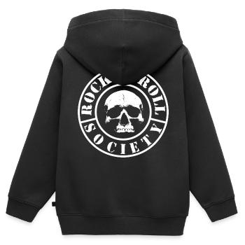 rock and roll - Sweat Premium à capuche zippé enfant bio - noir - Dos - AI Model Kid Male (0cm)