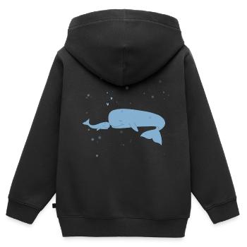 Wal - Kinder Premium Organic Zip Hoodie - Schwarz - Hinten - AI Model Kid Male (0cm)