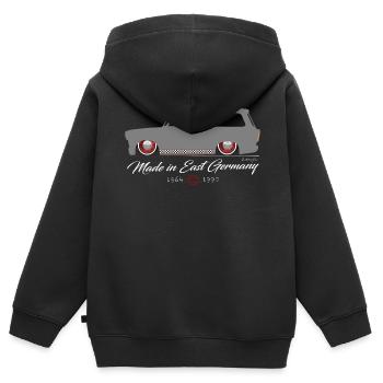  601 Kombi Low DDR - Kinder Premium Organic Zip Hoodie - Schwarz - Hinten - AI Model Kid Male (0cm)