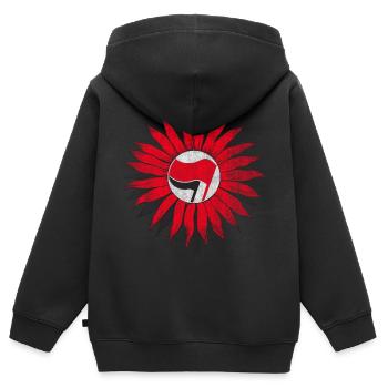 Tournesol Antifa - Sweat Premium à capuche zippé enfant bio - noir - Dos - AI Model Kid Male (0cm)