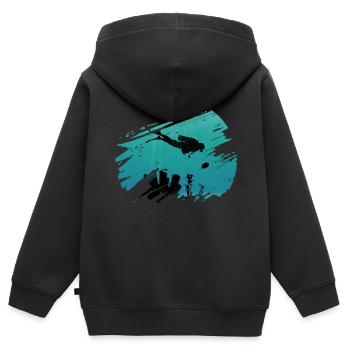 Taucher tauchen - Kinder Premium Organic Zip Hoodie - Schwarz - Hinten - AI Model Kid Male (0cm)