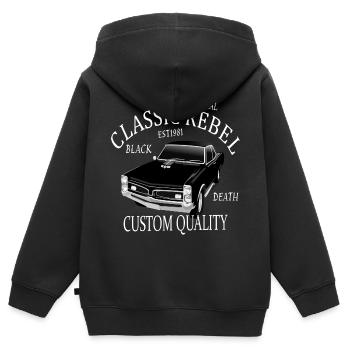American Classic Rebell - Kinder Premium Organic Zip Hoodie - Schwarz - Hinten - AI Model Kid Male (0cm)