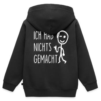 ICH HAB NICHTS GEMACHT - Kinder Premium Organic Zip Hoodie - Schwarz - Hinten - AI Model Kid Male (0cm)
