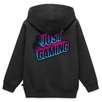 JUST GAMING Neon Colored Lettering - Kids Premium Organic Zip-up Hoodie - black - Back - AI Model Kid Male (0cm)