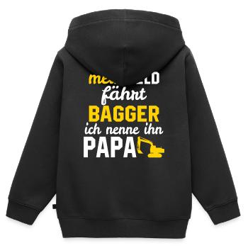 Mein Held fährt bagger ich nenne ihn papa - Kinder Premium Organic Zip Hoodie - Schwarz - Hinten - AI Model Kid Male (0cm)