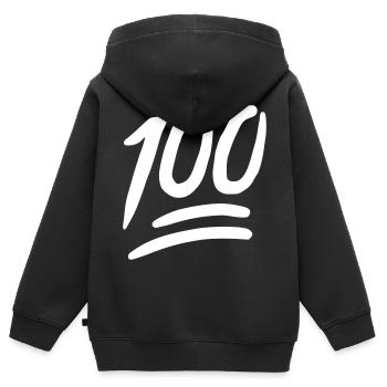 Emoji 100 Croquis blanc - Sweat Premium à capuche zippé enfant bio - noir - Dos - AI Model Kid Male (0cm)