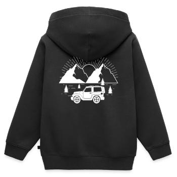 4x4 off road - Sweat Premium à capuche zippé enfant bio - noir - Dos - AI Model Kid Male (0cm)