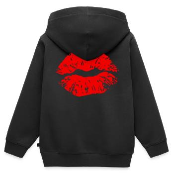 Küssen - Kinder Premium Organic Zip Hoodie - Schwarz - Hinten - AI Model Kid Male (0cm)