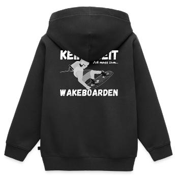 Ich muss zum Wakeboarden - Wakeboarder - Kinder Premium Organic Zip Hoodie - Schwarz - Hinten - AI Model Kid Male (0cm)