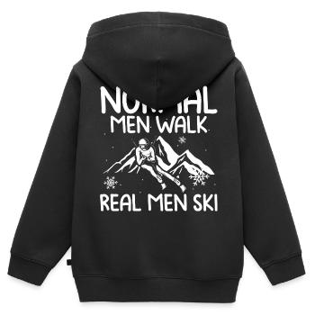 Ski - Kinder Premium Organic Zip Hoodie - Schwarz - Hinten - AI Model Kid Male (0cm)