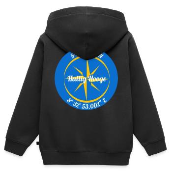 Koordinaten Hallig Hooge - Kinder Premium Organic Zip Hoodie - Schwarz - Hinten - AI Model Kid Male (0cm)