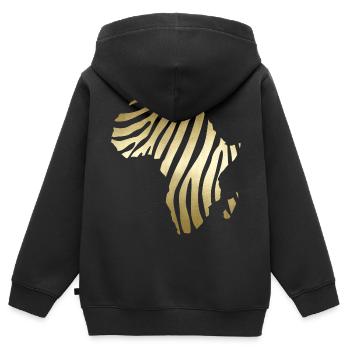 Carte Afrique Zebra Print Cool Safari Zebraprint - Sweat Premium à capuche zippé enfant bio - noir - Dos - AI Model Kid Male (0cm)