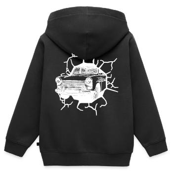 Trabi  Oldtimer Mur Chute Ostalgie Ossi - Sweat Premium à capuche zippé enfant bio - noir - Dos - AI Model Kid Male (0cm)