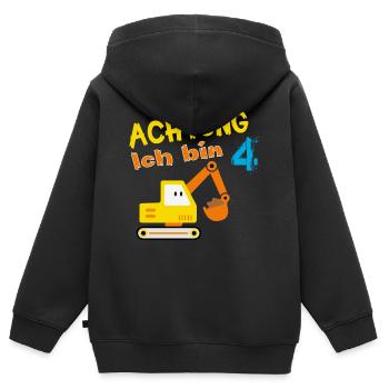 Ich bin 4 Jahre Alt - 4 Geburtstag - Kinder Premium Organic Zip Hoodie - Schwarz - Hinten - AI Model Kid Male (0cm)
