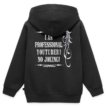Ich bin professioneller Youtuber Kein Witz - weiße Schrift - Kinder Premium Organic Zip Hoodie - Schwarz - Hinten - AI Model Kid Male (0cm)