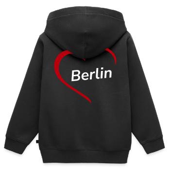 Berlin mit Herz - Meine Stadt - I Love Loving - Kinder Premium Organic Zip Hoodie - Schwarz - Hinten - AI Model Kid Male (0cm)