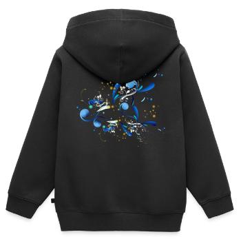 Blumen Ranken Abstrakt Ornament - Kinder Premium Organic Zip Hoodie - Schwarz - Hinten - AI Model Kid Male (0cm)