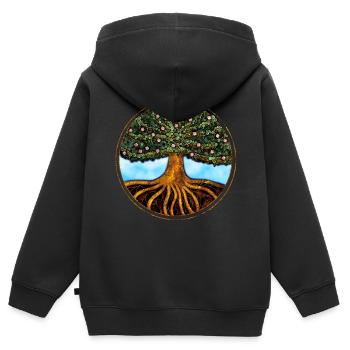 Baum des Lebens - Kinder Premium Organic Zip Hoodie - Schwarz - Hinten - AI Model Kid Male (0cm)
