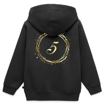 5 - Kinder Premium Organic Zip Hoodie - Schwarz - Hinten - AI Model Kid Male (0cm)