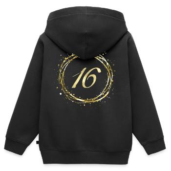 16 - Sweat Premium à capuche zippé enfant bio - noir - Dos - AI Model Kid Male (0cm)