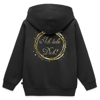 Ich liebe Dich - Kinder Premium Organic Zip Hoodie - Schwarz - Hinten - AI Model Kid Male (0cm)