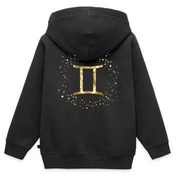 Zwilling Sternzeichen - Kinder Premium Organic Zip Hoodie - Schwarz - Hinten - AI Model Kid Male (0cm)