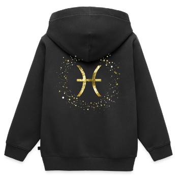 Fische Sternzeichen - Kinder Premium Organic Zip Hoodie - Schwarz - Hinten - AI Model Kid Male (0cm)