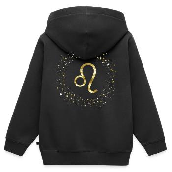 Löwe Sternzeichen - Kinder Premium Organic Zip Hoodie - Schwarz - Hinten - AI Model Kid Male (0cm)