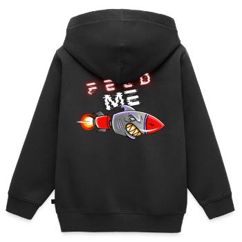 Nourrissez-moi, fusée de requin affamée - Sweat Premium à capuche zippé enfant bio - noir - Dos - AI Model Kid Male (0cm)