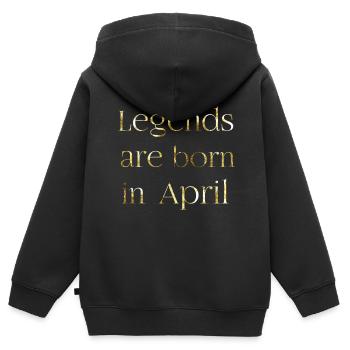 Legenda are born in april - Kinder Premium Organic Zip Hoodie - Schwarz - Hinten - AI Model Kid Male (0cm)
