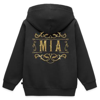 Mia or - Sweat Premium à capuche zippé enfant bio - noir - Dos - AI Model Kid Male (0cm)