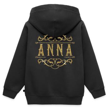 Anna gold - Kids Premium Organic Zip-up Hoodie - black - Back - AI Model Kid Male (0cm)